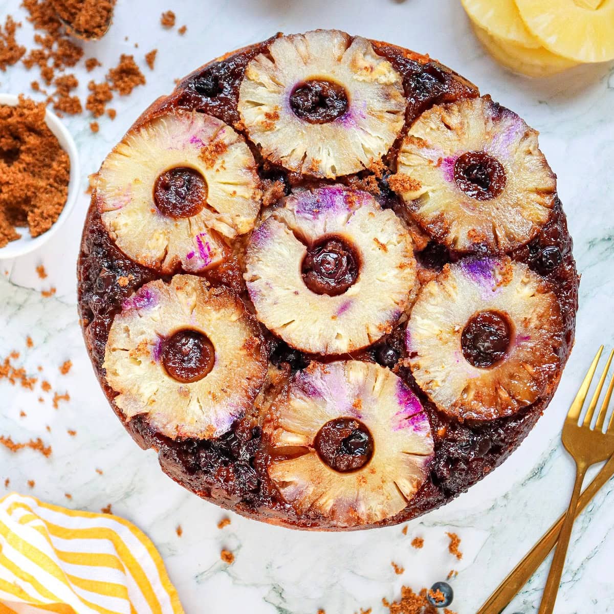 Pineapple Upside-Down Cake with Blueberries featured image copy