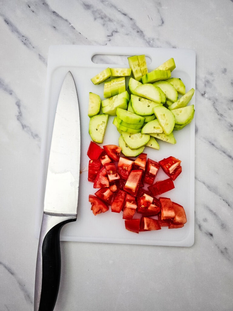 Classic Greek Bow Tie Pasta Salad Process Photo