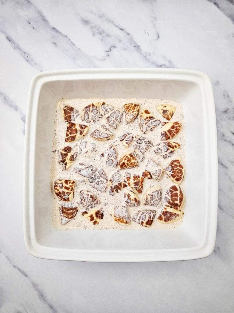 Blueberry Cinnamon Roll Casserole Process Photo