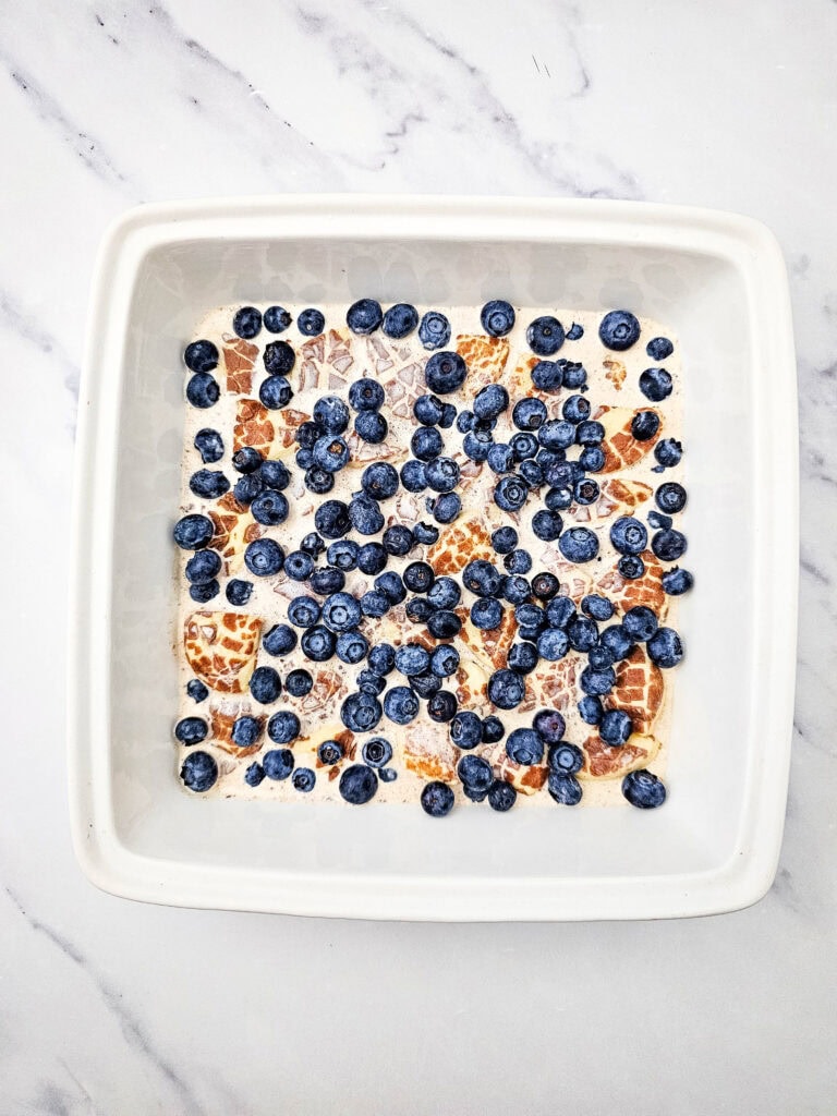 Blueberry Cinnamon Roll Casserole Process Photo