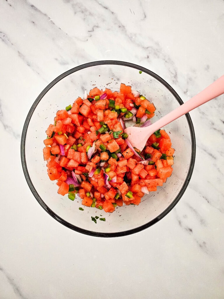 Watermelon Salsa Process Photo