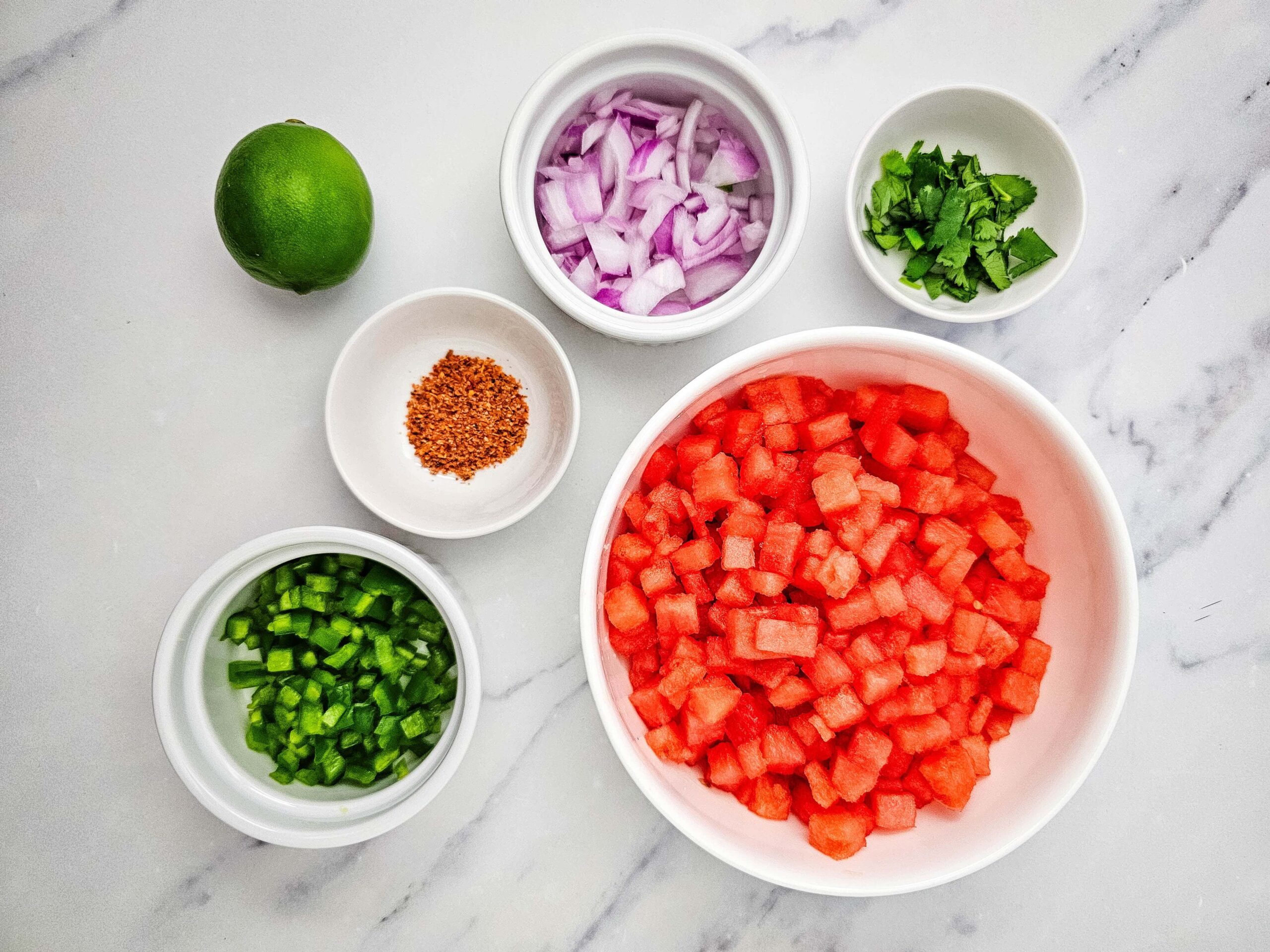 Watermelon Salsa Process Ingredients