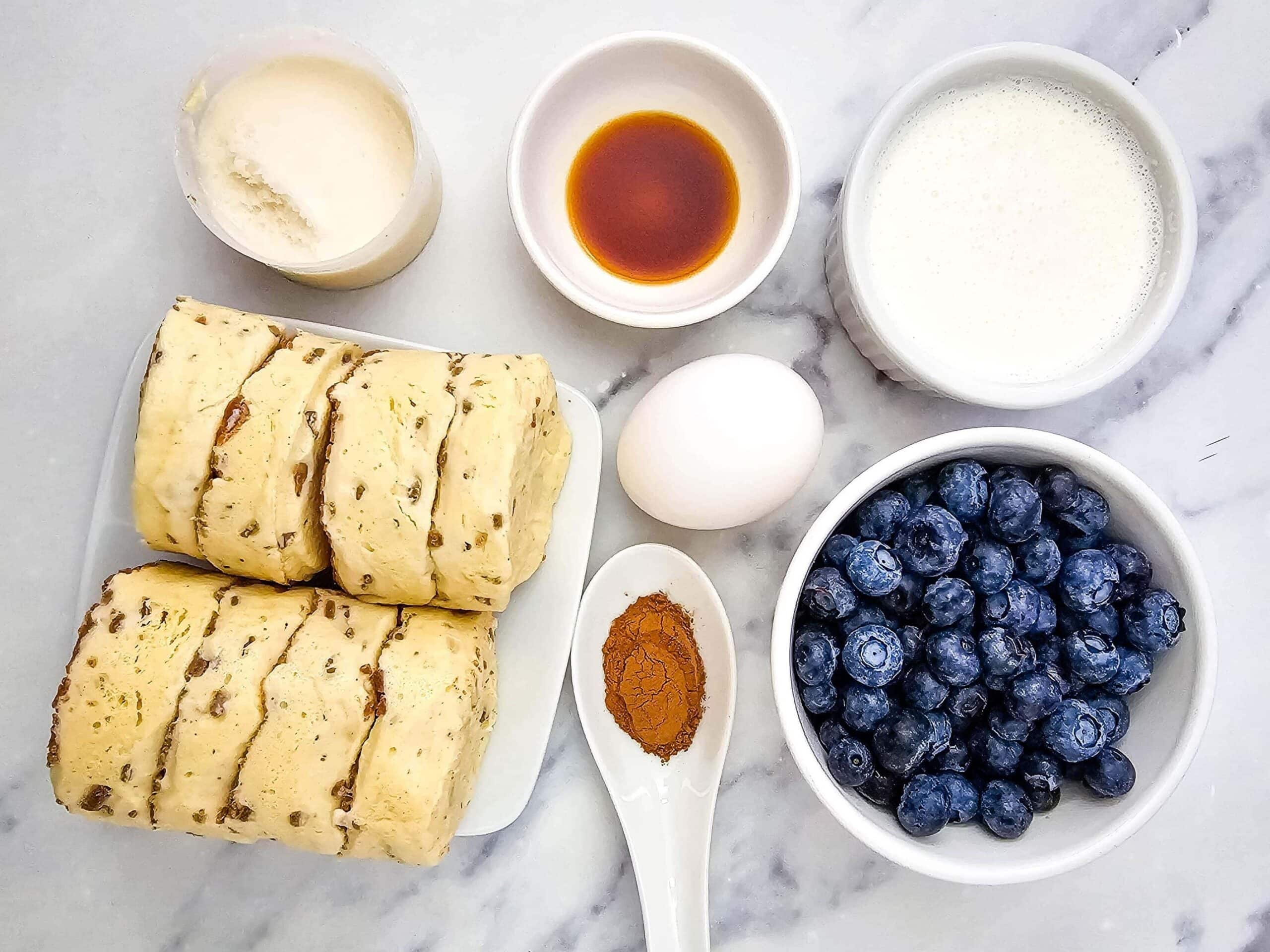 Blueberry Cinnamon Roll Casserole Process Ingredients