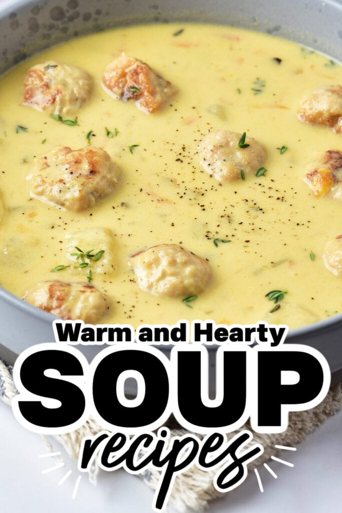 Soup Recipes - Cheesy Turkey Meatball Soup