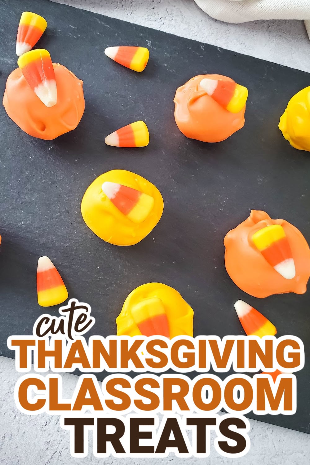 Thanksgiving Classroom Treats-Candy Corn Oreo Truffles