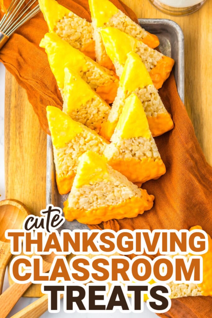 Thanksgiving Classroom Treats-Candy Corn Rice Krispies