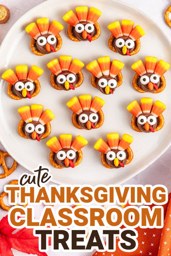 Thanksgiving Classroom Treats-Rolo Pretzel Turkeys