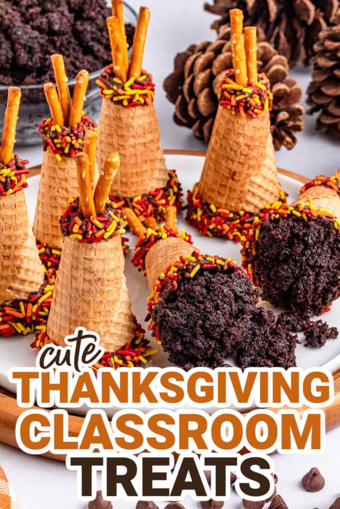 Thanksgiving Classroom Treats-Sugar Cone Teepees