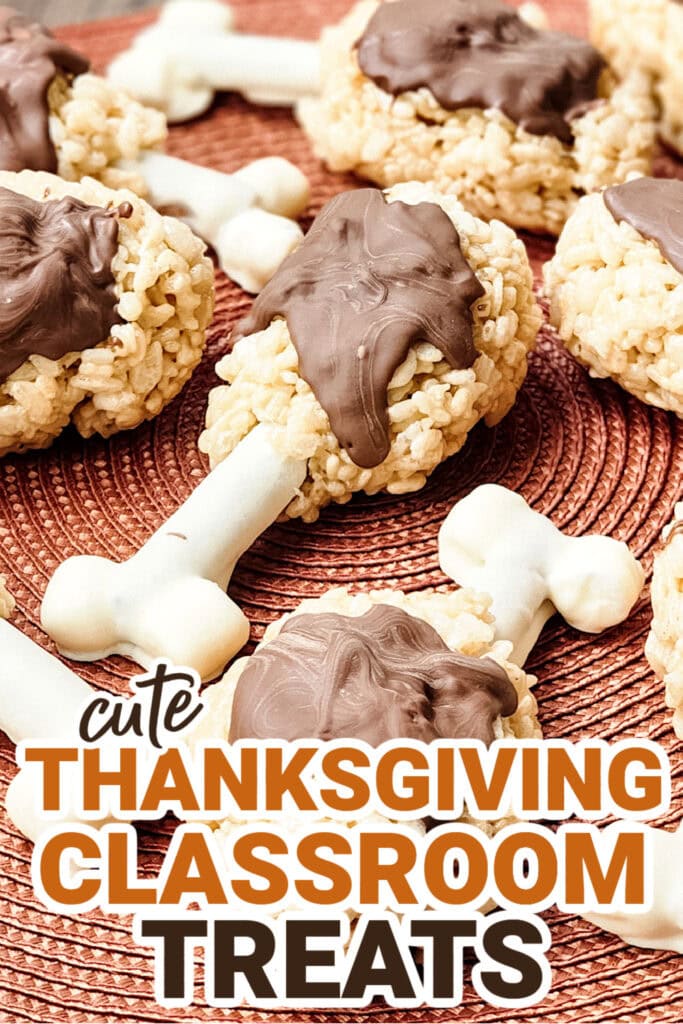 Thanksgiving Classroom Treats-Turkey Leg Rice Krispies