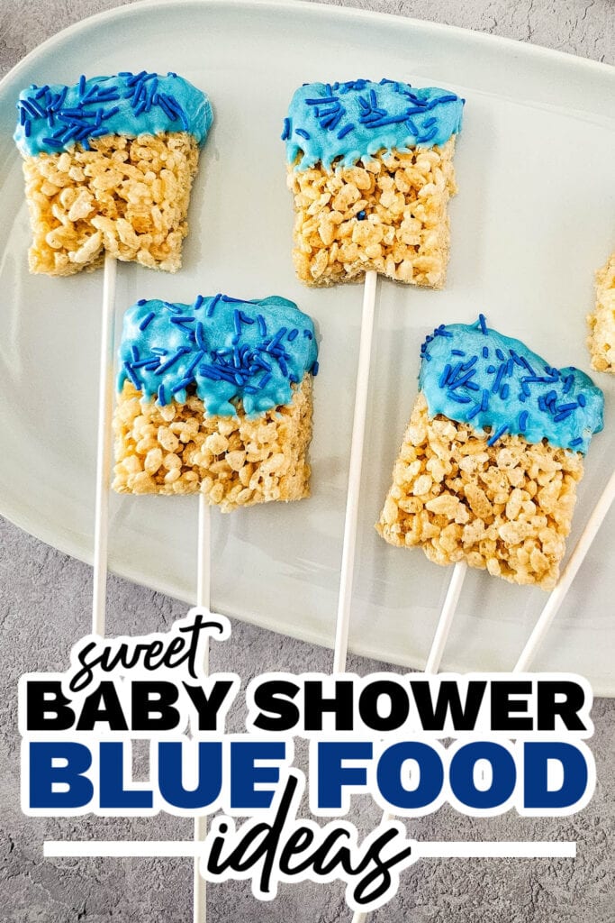 blue baby shower food ideas - Blue Candy Coated Krispies Pops