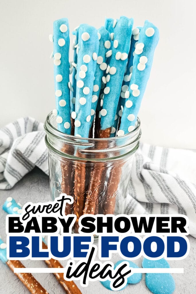 blue baby shower food ideas - Blue Candy Coated Pretzel Rods