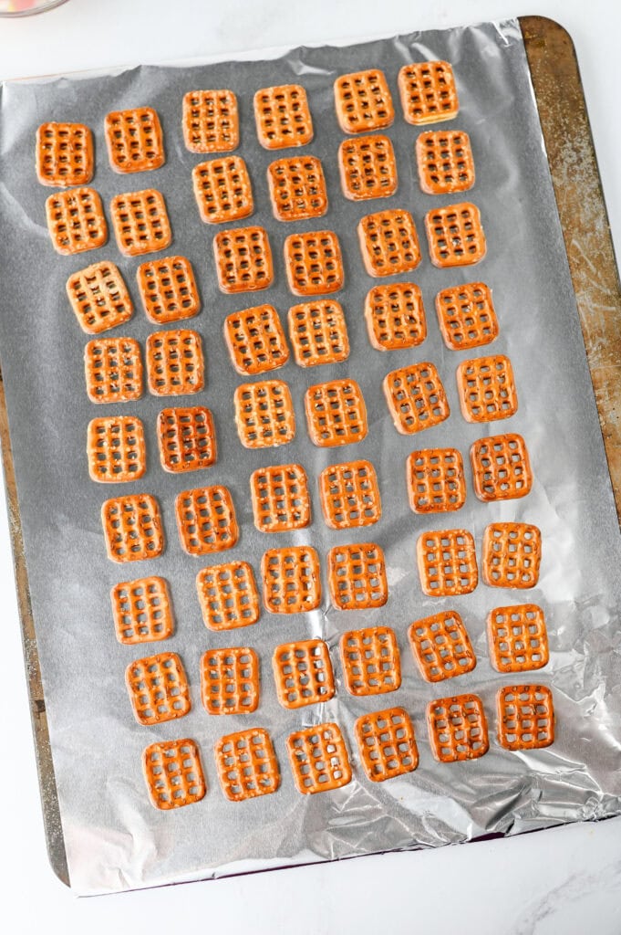 Candy Corn Pretzel Bites Process Photo