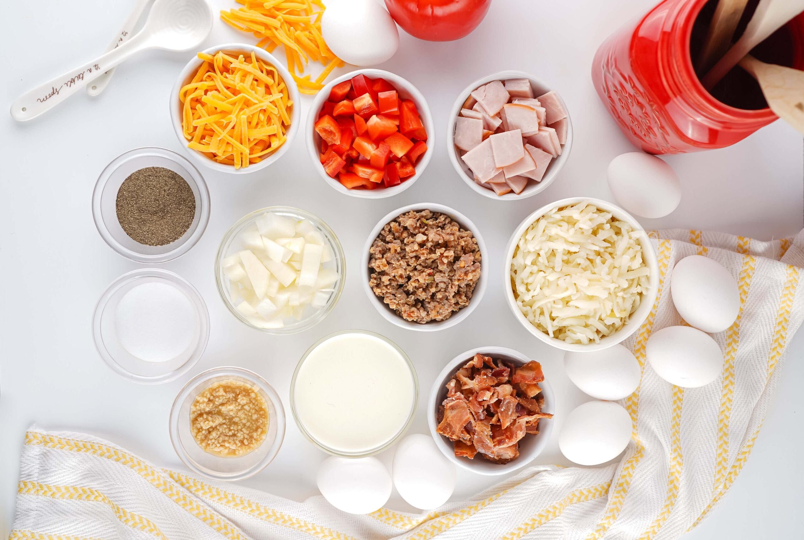 Crockpot Breakfast Casserole Process Ingredients