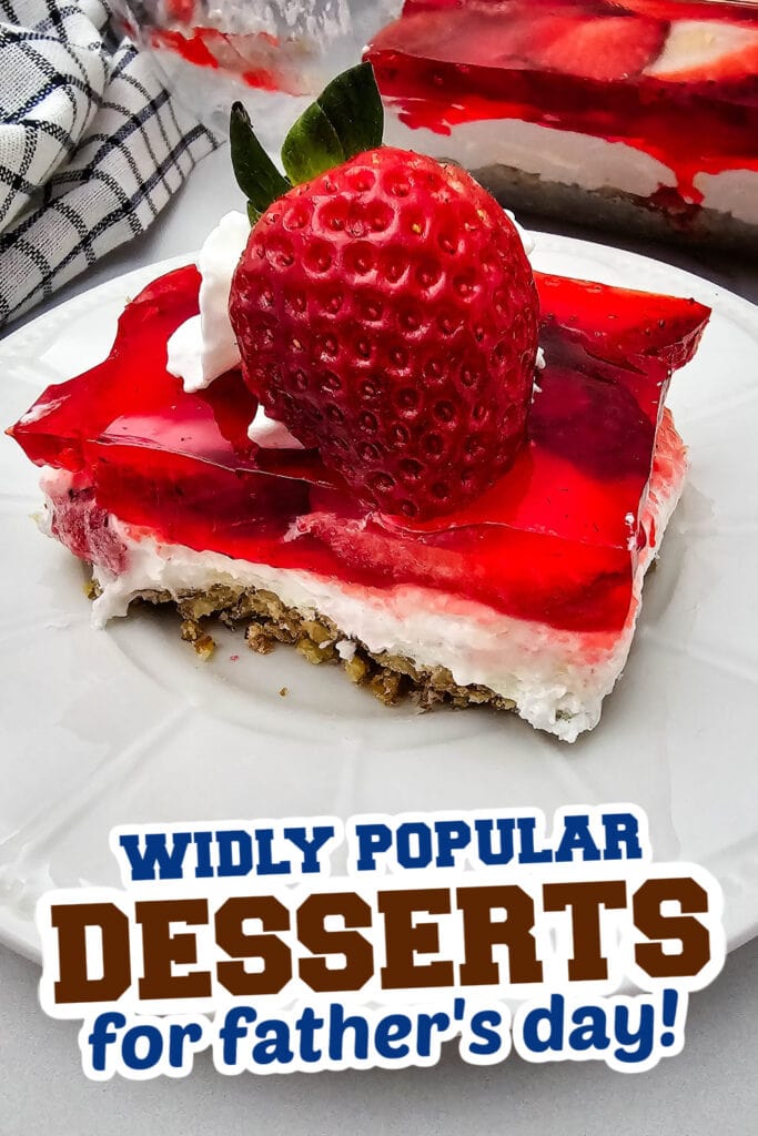 desserts for father's day - Layered Strawberry Pretzel Salad