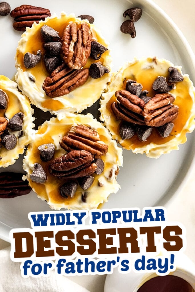 desserts for father's day - No Bake Mini Turtle Cheesecakes
