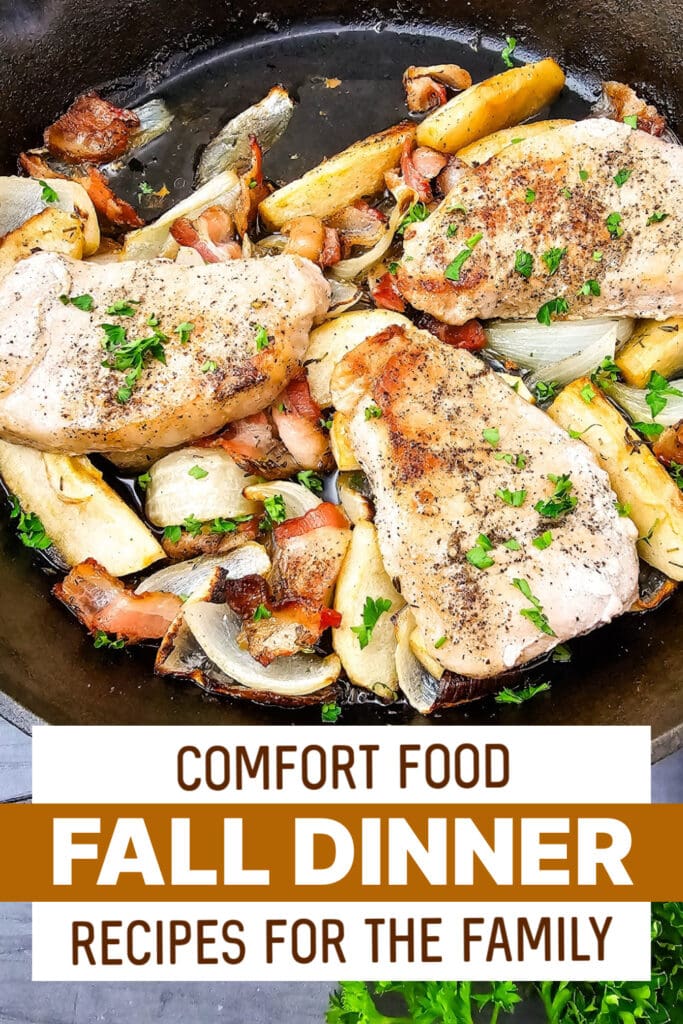 fall dinners - Iron Skillet Apple Pork Chops