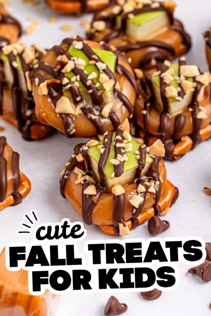 fall treats for kids - Caramel Apple Pretzel Bites