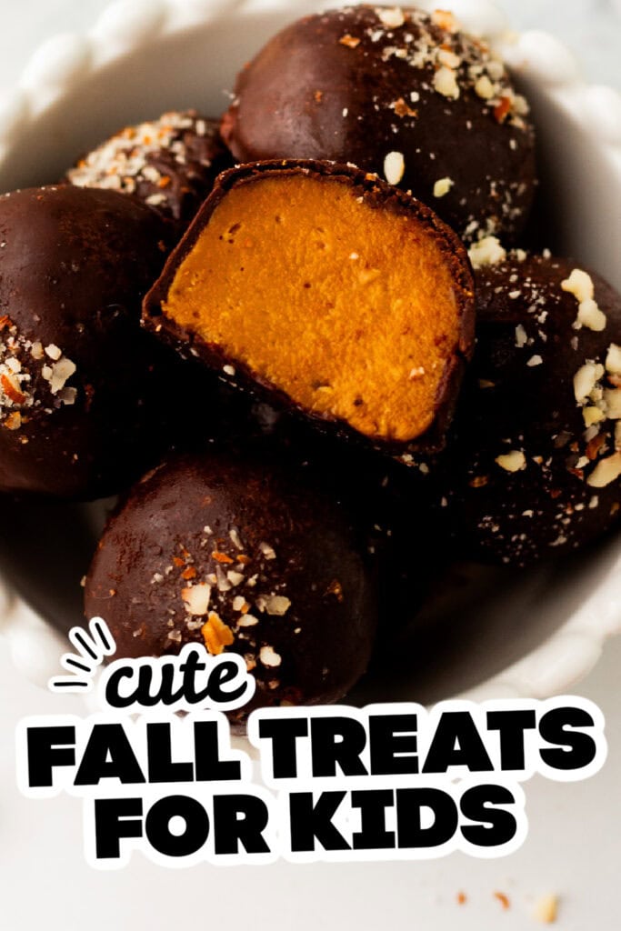 fall treats for kids - Dark Chocolate Pumpkin Truffles