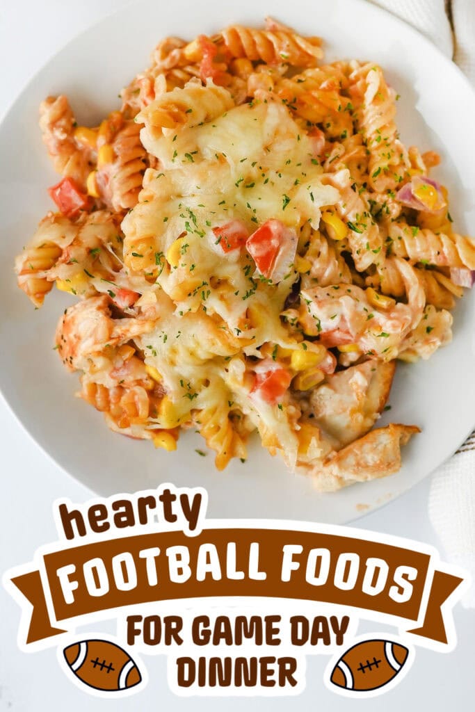 football food ideas -BBQ Ranch Chicken Pasta Bake Casserole