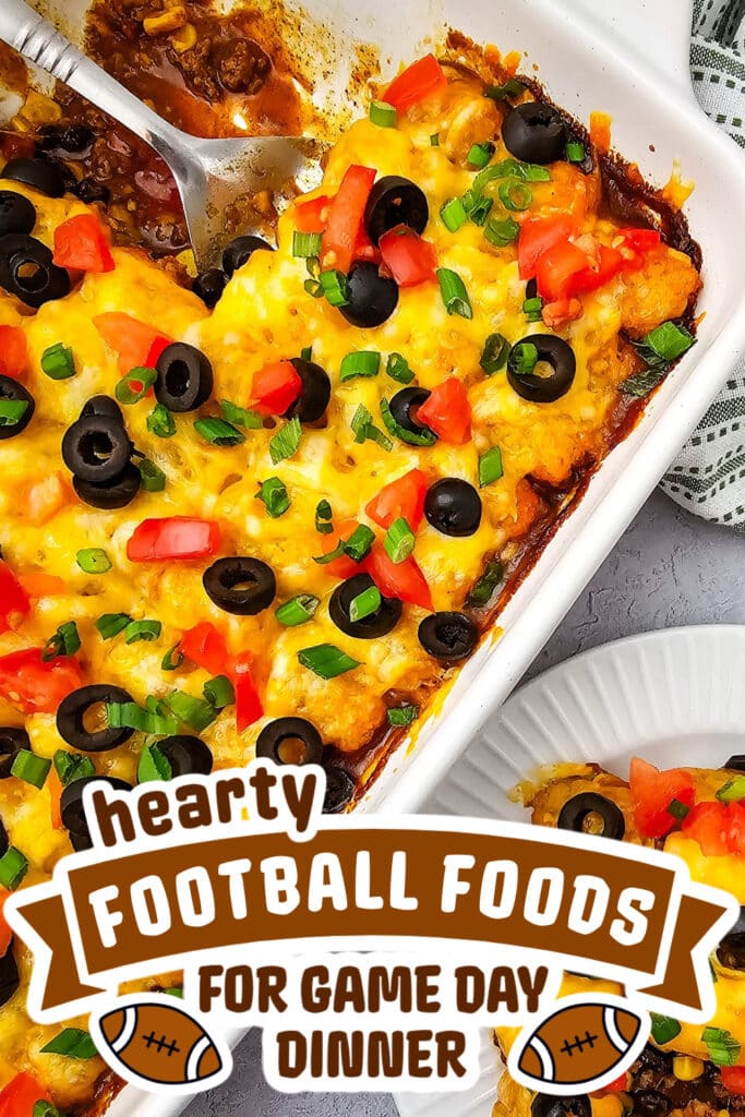 football food ideas - Cheesy Mexican Taco Tater Tot Casserole
