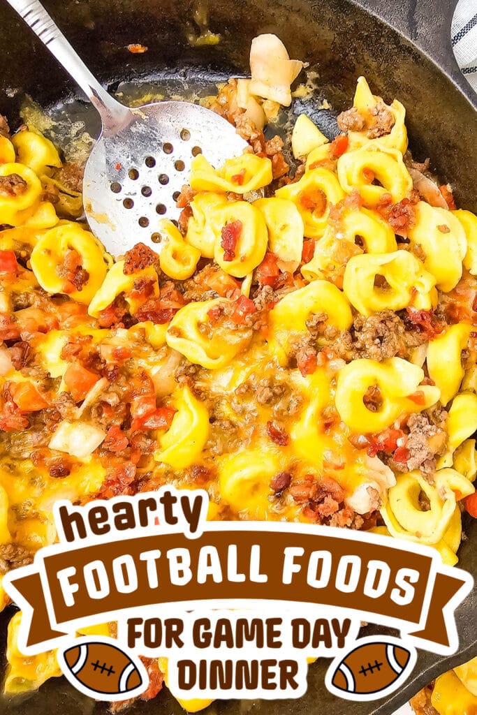 football food ideas - One-Pan Skillet Bacon Cheeseburger Tortellini