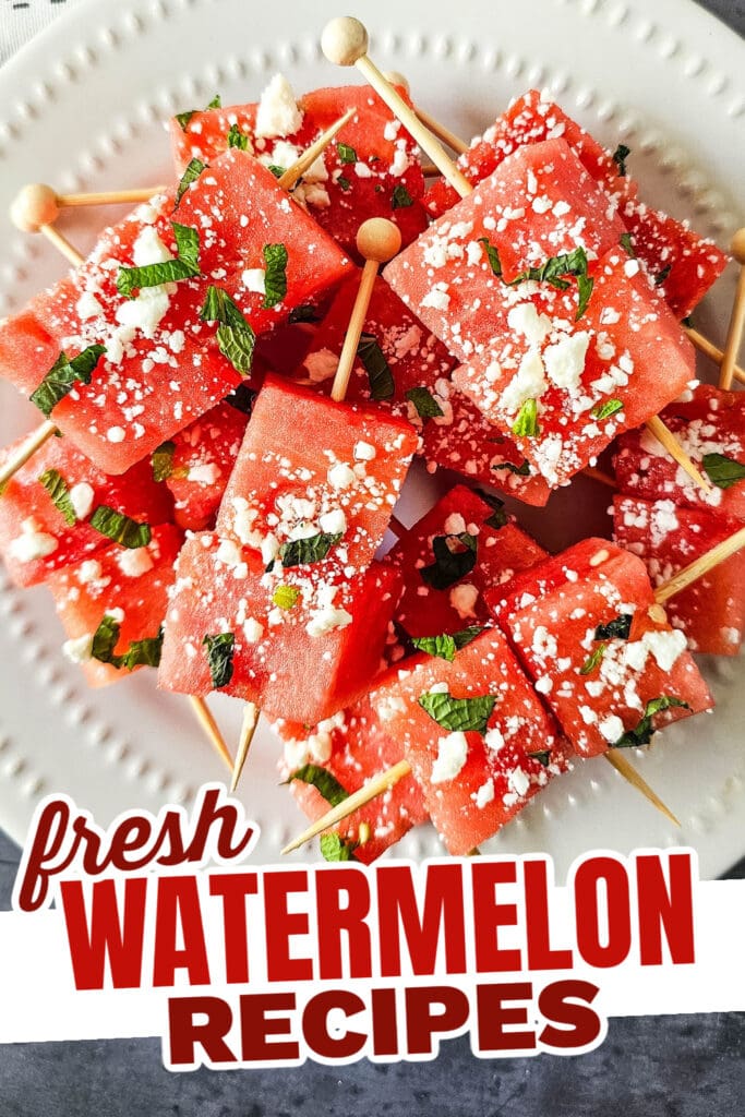 fresh watermelon recipes - Watermelon Feta Skewers