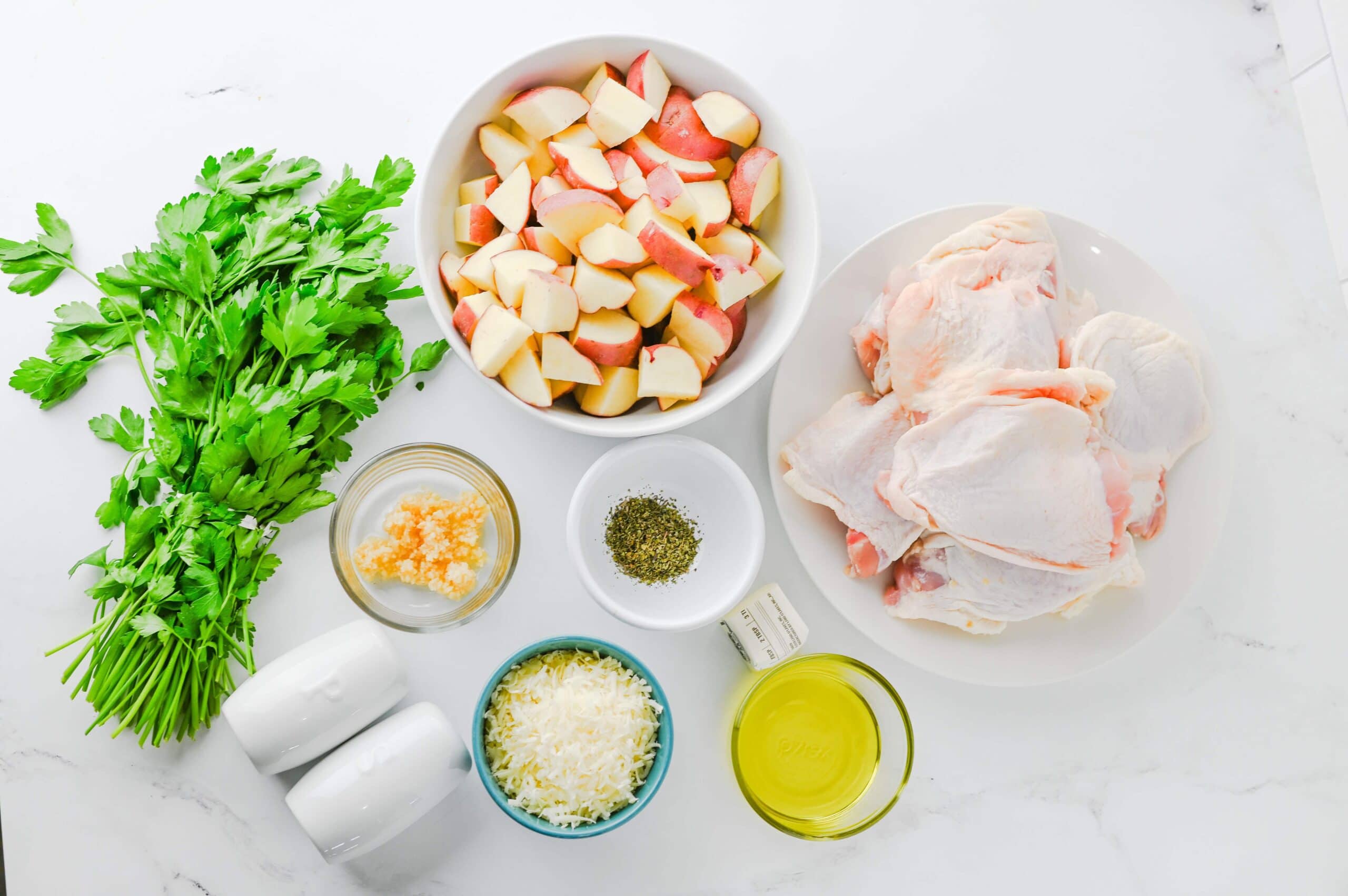 Slow Cooker Garlic Parmesan Chicken and Potatoes Process Ingredients