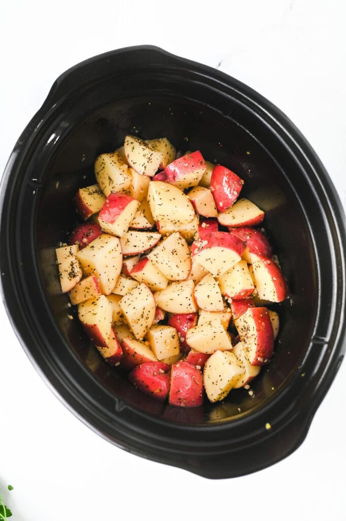 Slow Cooker Garlic Parmesan Chicken and Potatoes Process Photo