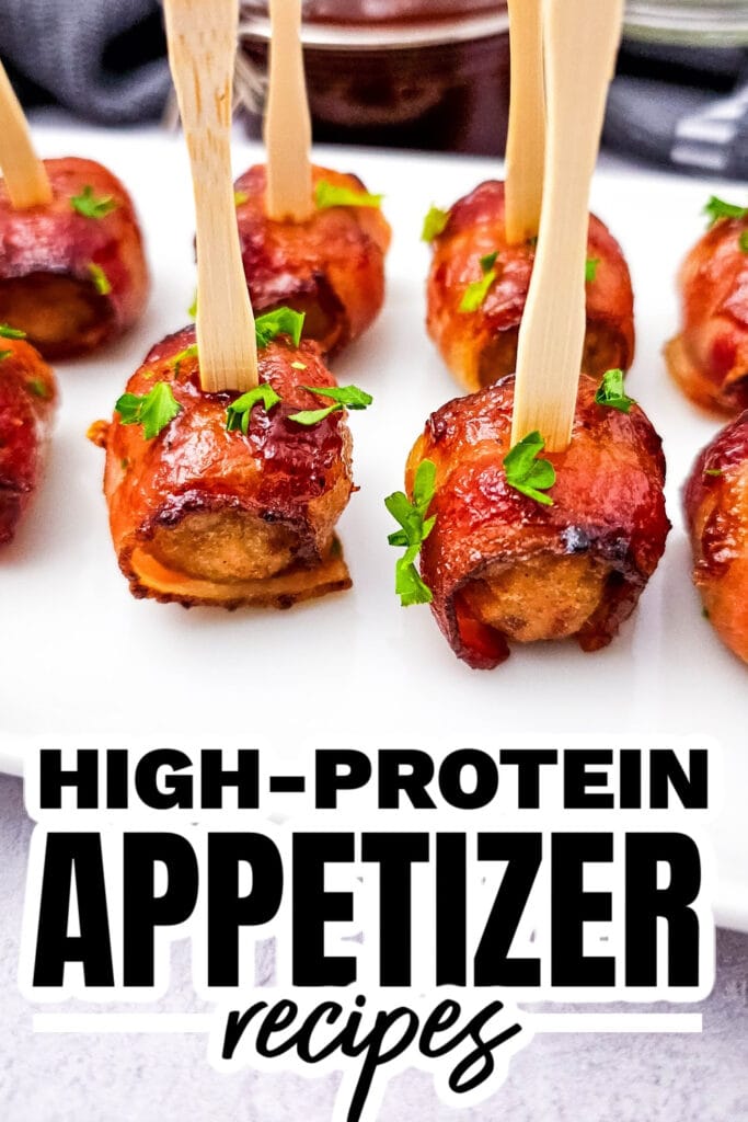 high protein appetizers - BBQ Bacon Wrapped Meatballs