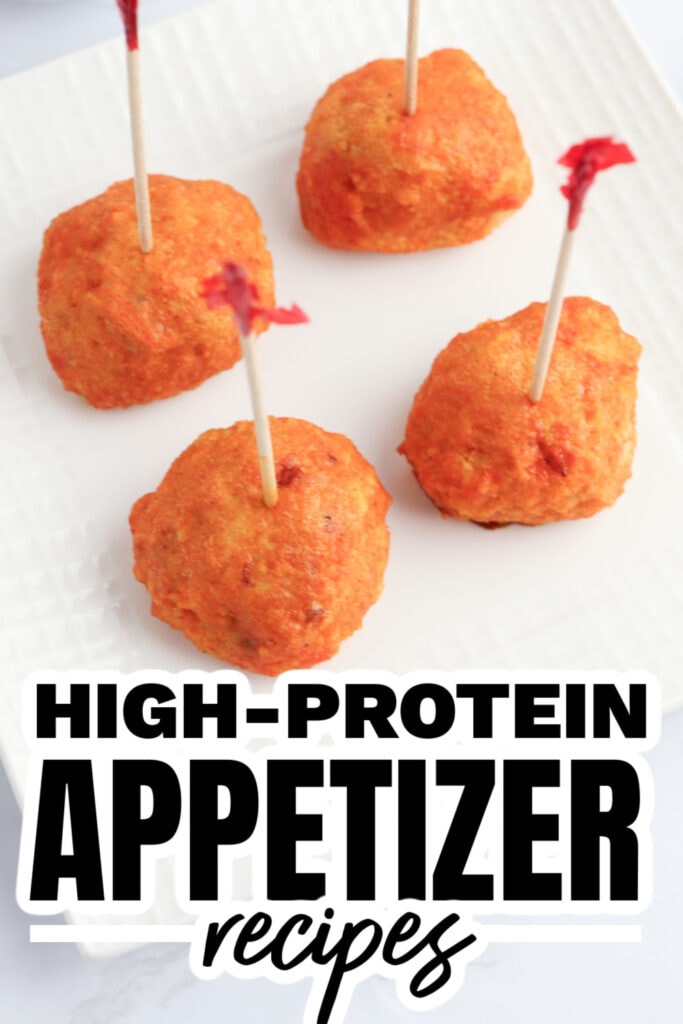 high protein appetizers - Baked Buffalo Chicken Meatballs