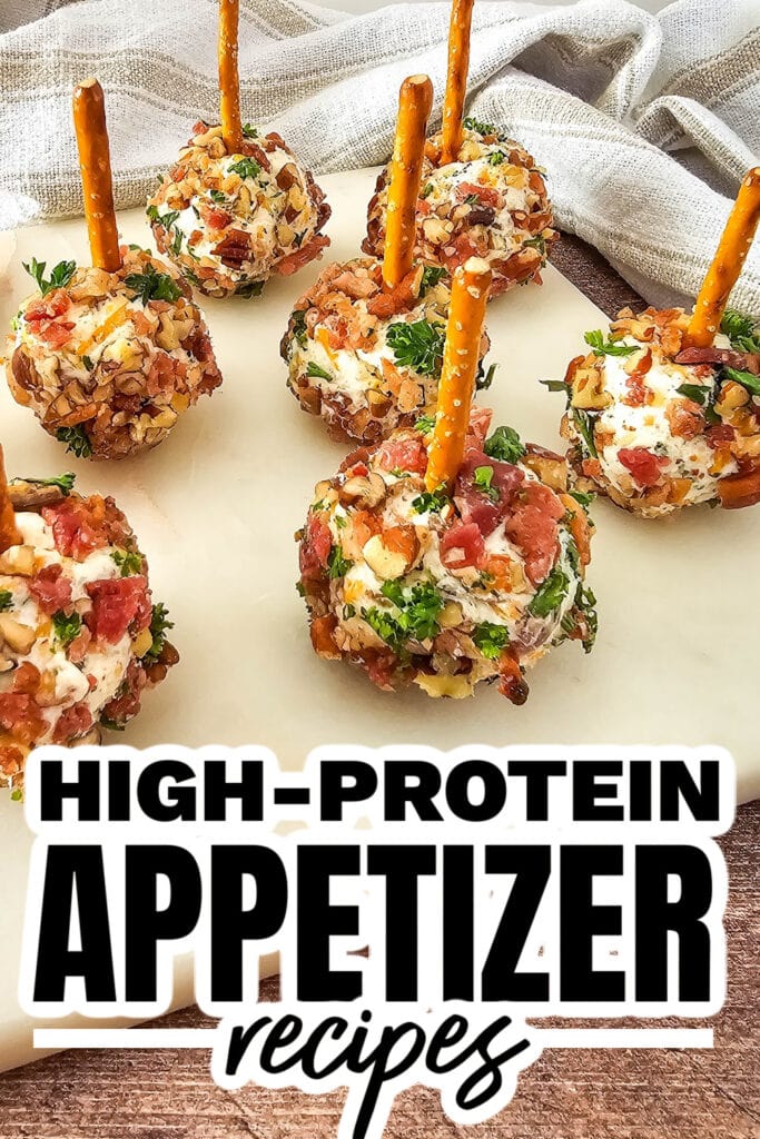 high protein appetizers - Cracked Out Cheeseball Bites on a Pretzel Stick