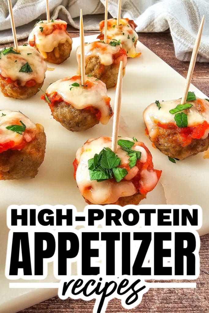 high protein appetizers - Mini Meatball Marinara Bites