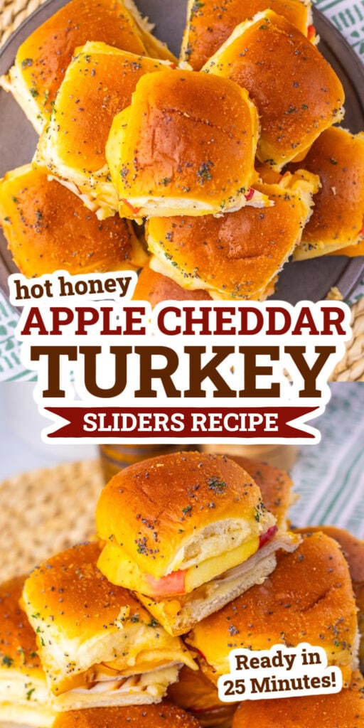 hot honey apple cheddar turkey sliders - slider recipes