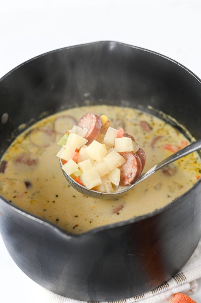 Creamy Kielbasa Potato Soup Process Photo