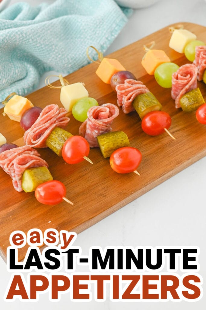 last-minute appetizers-Charcuterie Skewers with Cheese, Salami, and Fruit