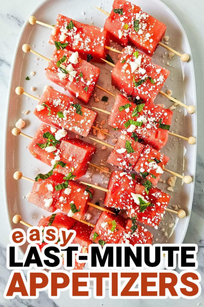 last-minute appetizers-Watermelon Feta Skewers