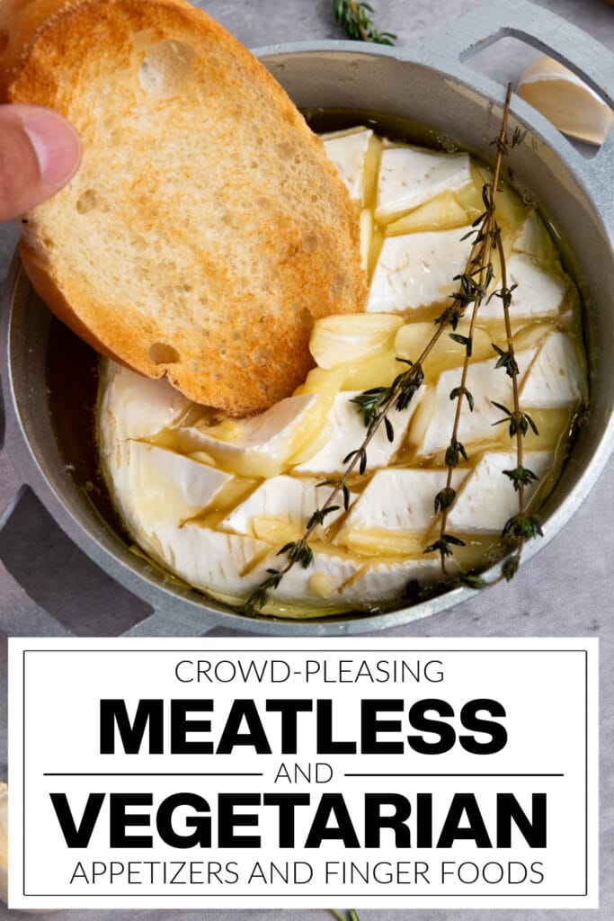 meatless and vegetarian appetizers - Baked Brie with Garlic and Honey