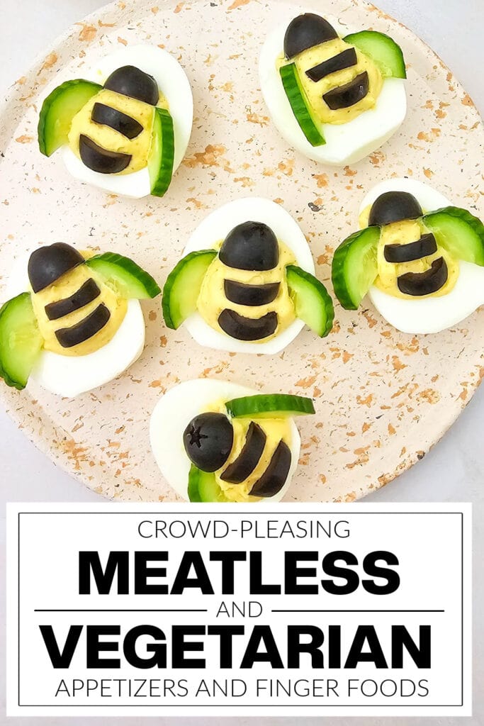 meatless and vegetarian appetizers - Bee Deviled Eggs