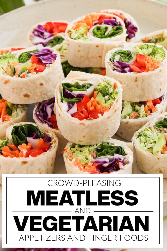 meatless and vegetarian appetizers - Rainbow Veggie Pinwheels