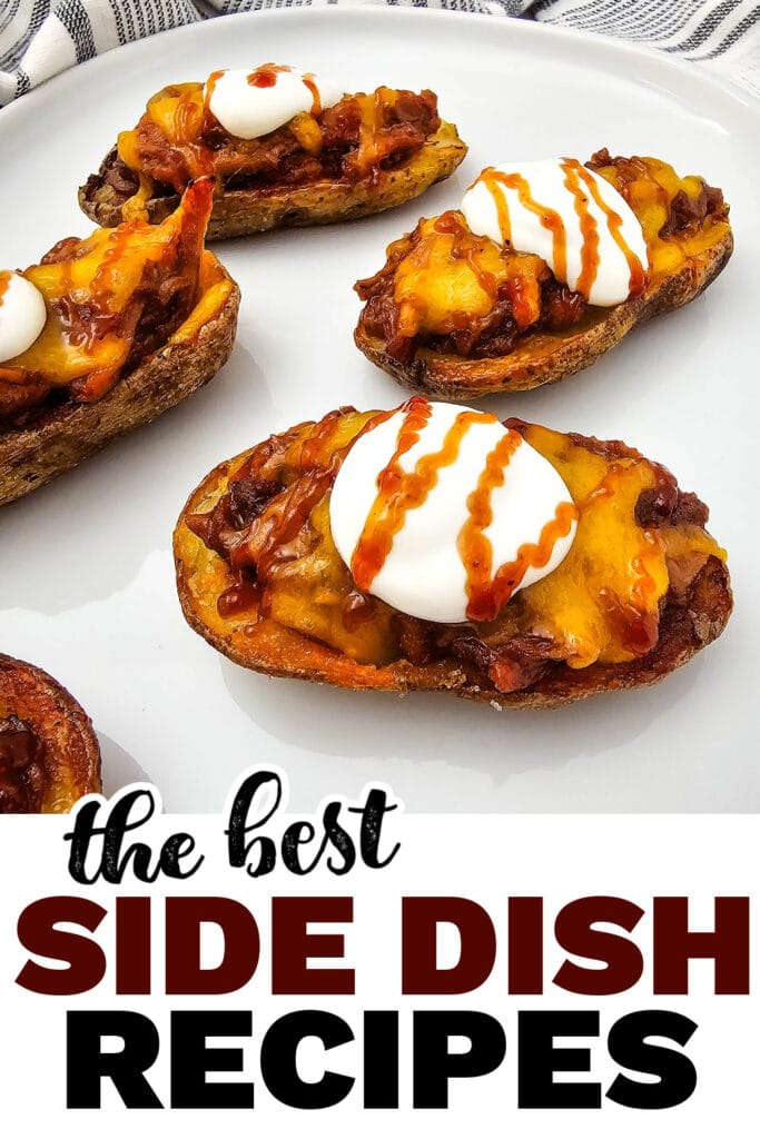 side dish recipes - Crispy Pulled Pork and Cheese Potato Skins