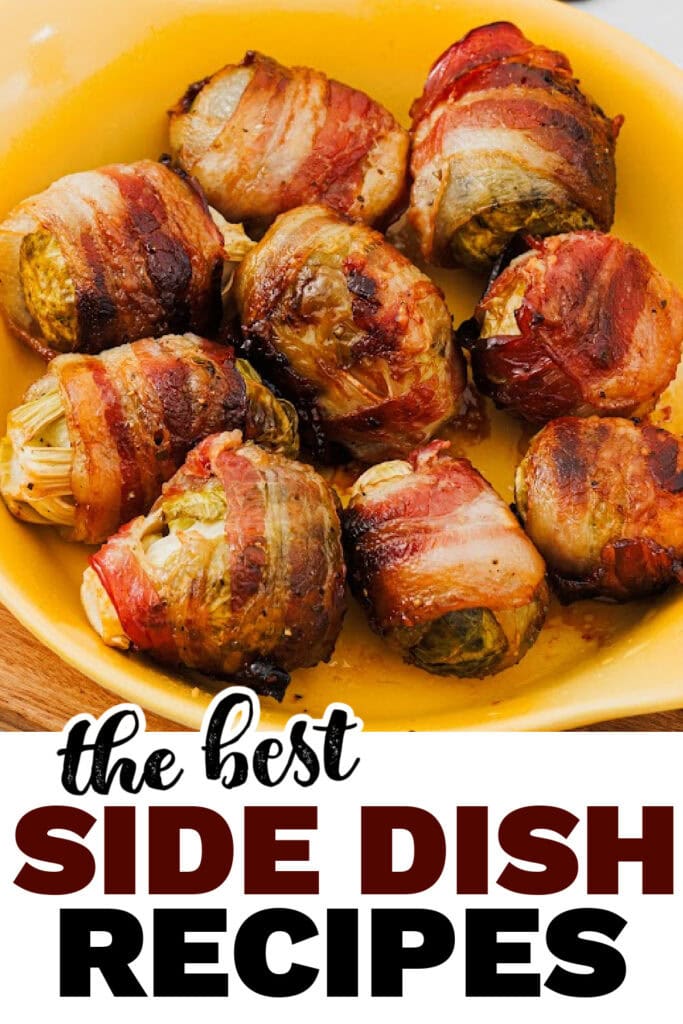 side dish recipes -Maple Glazed Bacon-Wrapped Brussels