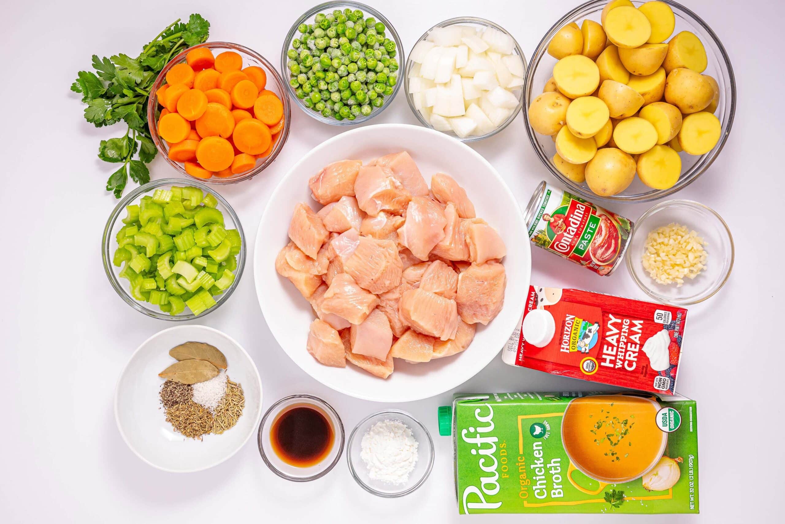 Slow Cooker Creamy Chicken Stew Process Ingredients