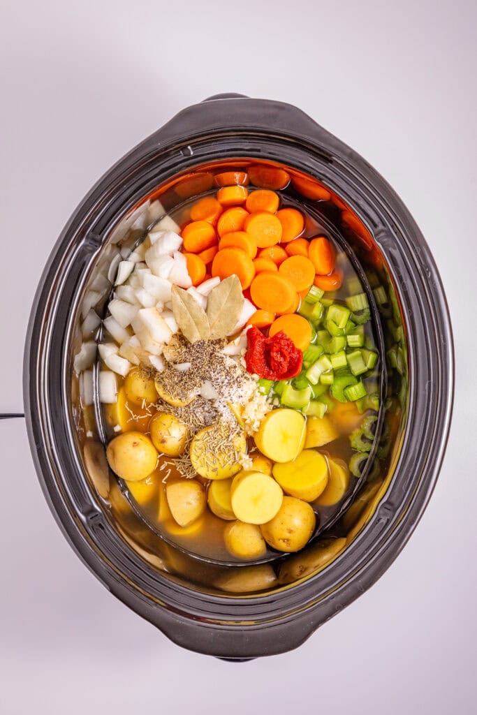 Slow Cooker Creamy Chicken Stew Process Photo