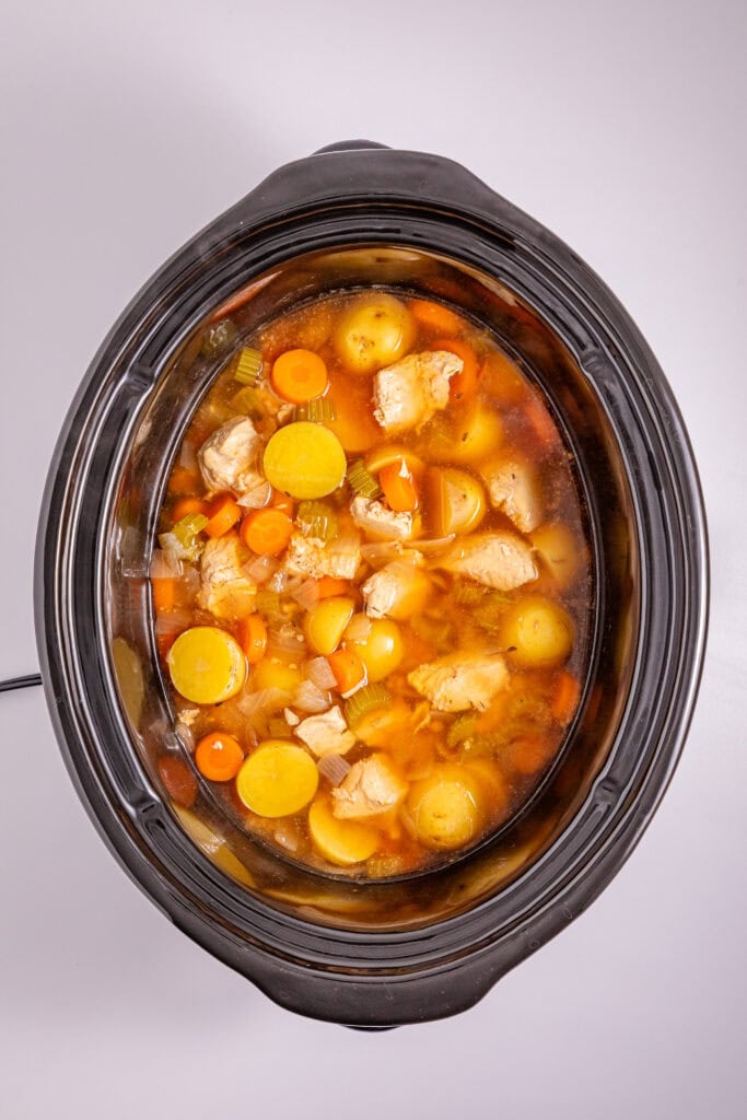 Slow Cooker Creamy Chicken Stew Process Photo