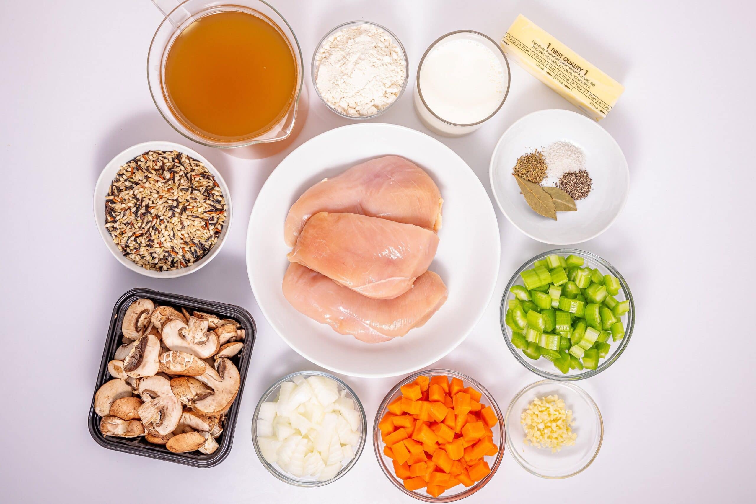 Slow Cooker Chicken Wild Rice Soup Process Ingredients