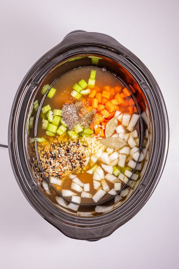 Slow Cooker Chicken Wild Rice Soup Process Photo