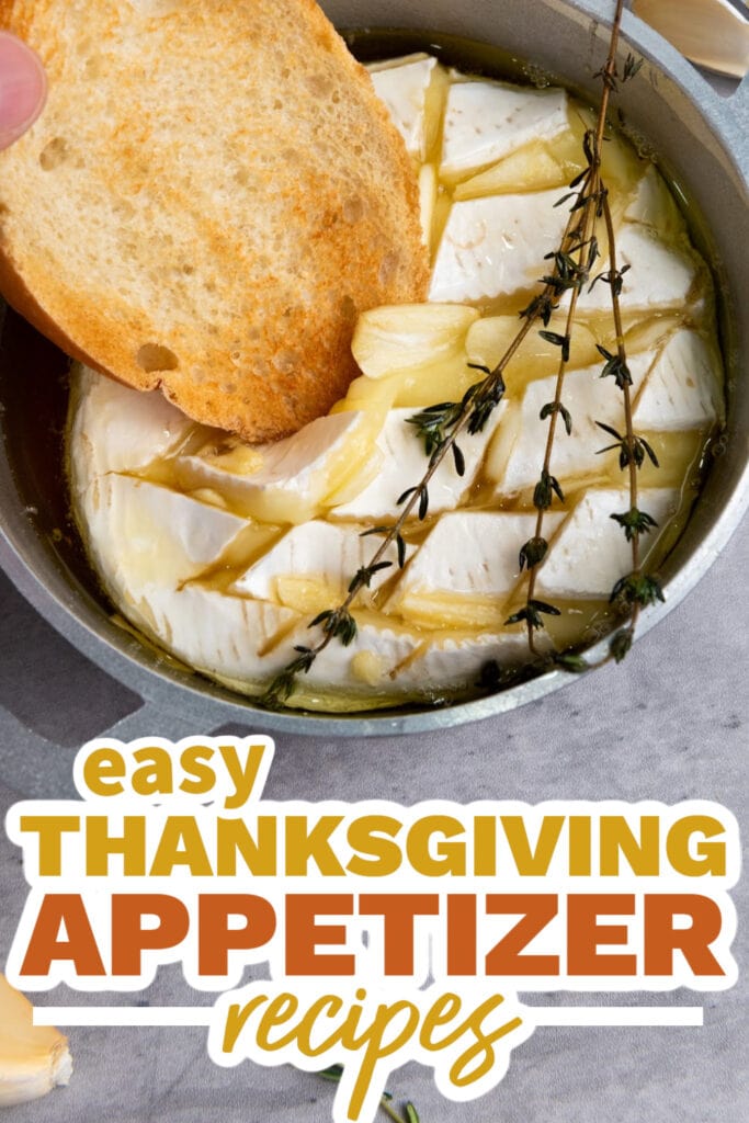 thanksgiving appetizer recipes - Baked Brie with Garlic and Honey copy