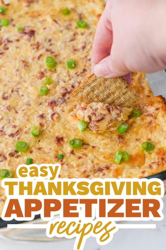 thanksgiving appetizer recipes - Baked Cheesy Reuben Dip copy