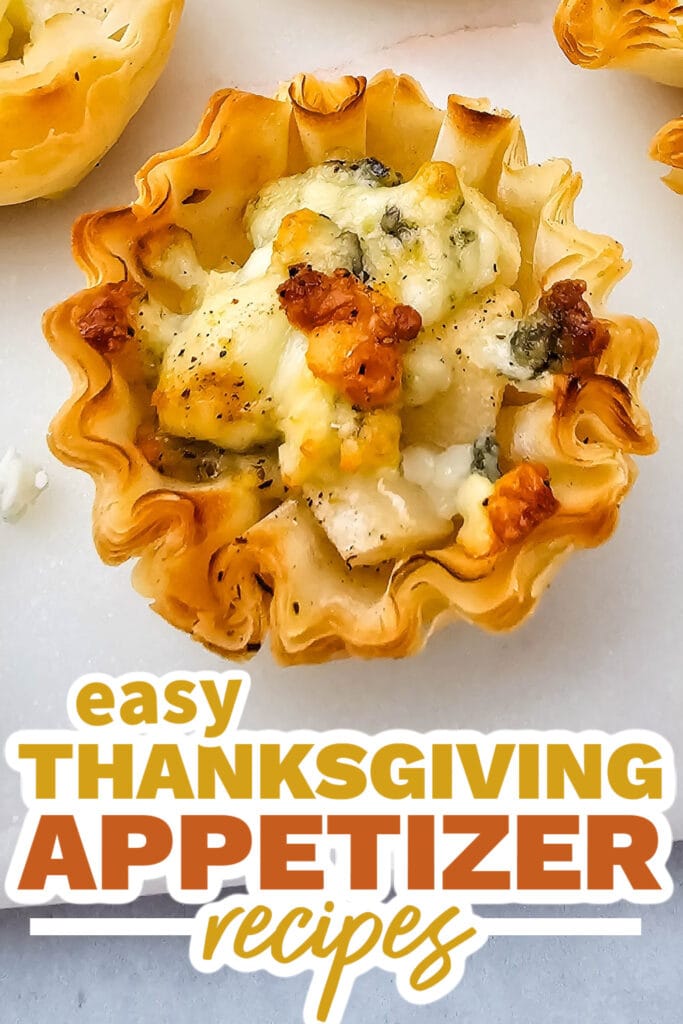 thanksgiving appetizer recipes - Blue Cheese and Pear Phyllo Bites copy