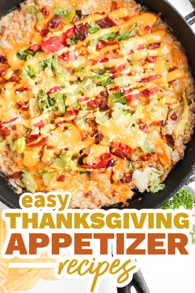 thanksgiving appetizer recipes - Cheeseburger Dip copy